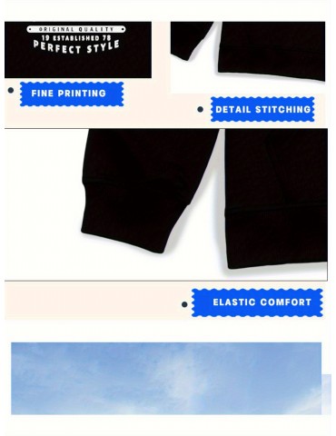 Letter Print Hoodie - Cozy & Stylish Casual Pullover for Couples, Long Sleeve with Kangaroo Pocket, Perfect for Fall & Winter, PLUS SIZE