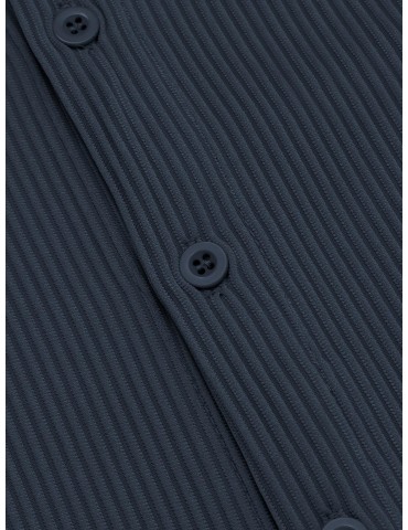 Men's Slim Fit Casual Button-Down Shirt - Short Sleeve, Solid Color, Breathable Polyester - Perfect for Beach & Summer Outings, PLUS SIZE