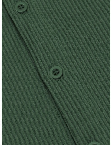 Men's Slim Fit Casual Button-Down Shirt - Short Sleeve, Solid Color, Breathable Polyester - Perfect for Beach & Summer Outings, PLUS SIZE