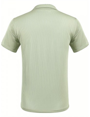 Men's Slim Fit Casual Button-Down Shirt - Short Sleeve, Solid Color, Breathable Polyester - Perfect for Beach & Summer Outings, PLUS SIZE