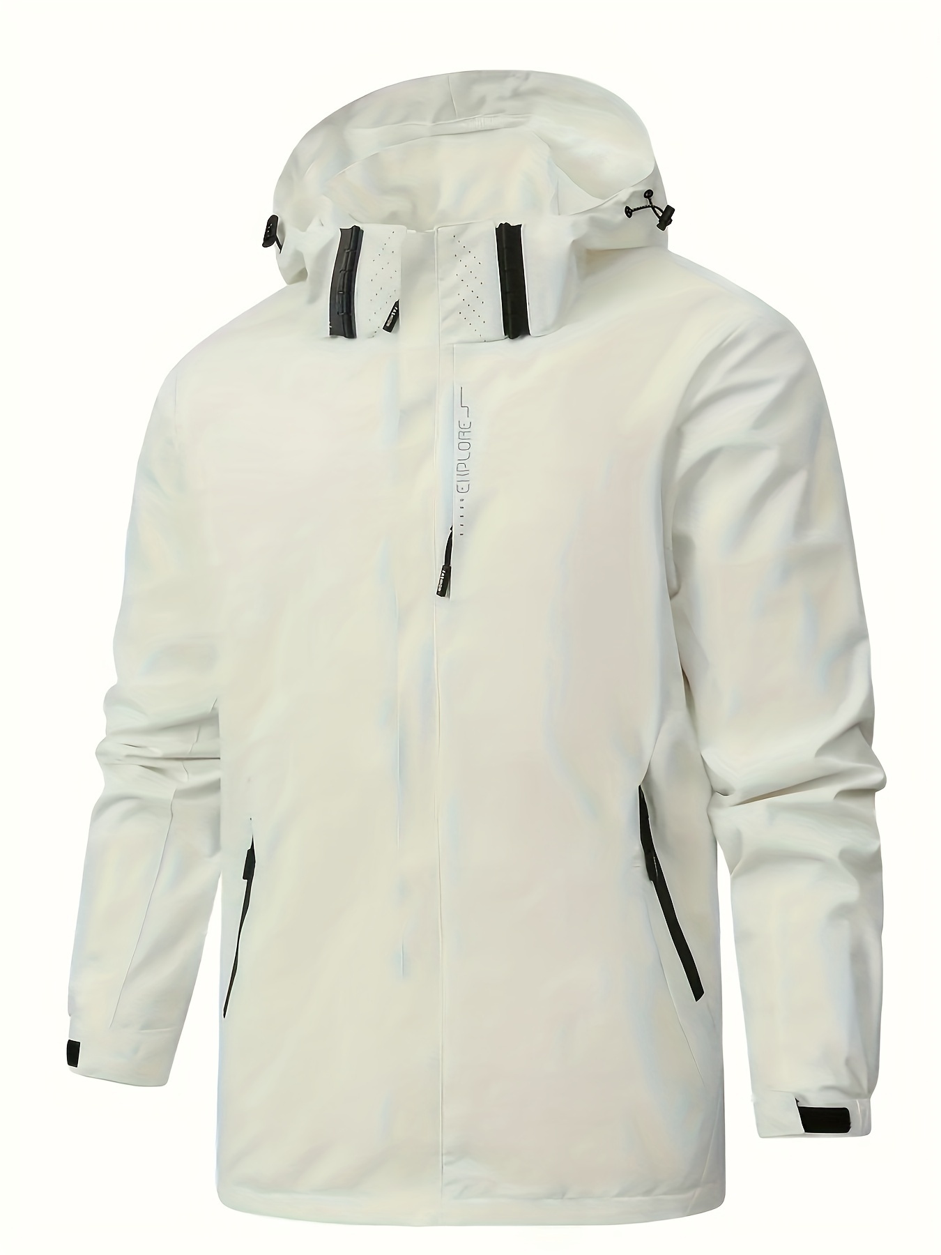 chic solid windbreaker hooded jacket mens casual zip up jacket coat for   outdoor activities details 15